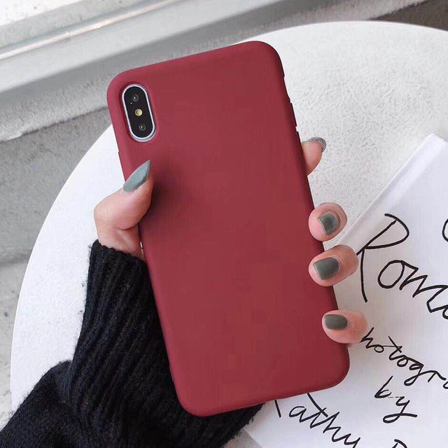 Moskado For iPhone 7 Phone Case Simple Solid Candy Color For iPhone 11 Pro X XR XS Max 6 6s 8 Plus Silicone Soft TPU Back Cover