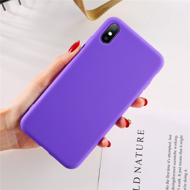 Moskado For iPhone 7 Phone Case Simple Solid Candy Color For iPhone 11 Pro X XR XS Max 6 6s 8 Plus Silicone Soft TPU Back Cover