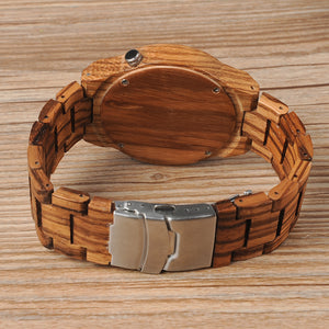 Classic Roman Numeral Analog Wooden Watch with Wood Band
