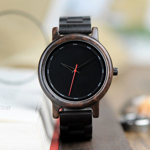 Modern Ebony Wooden Watch with Wooden Band