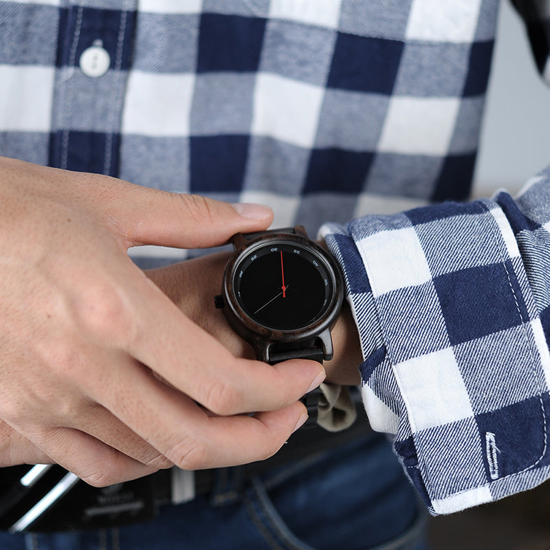 Modern Ebony Wooden Watch with Wooden Band