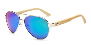 Classic Pilot Wooden Frame Sunglasses